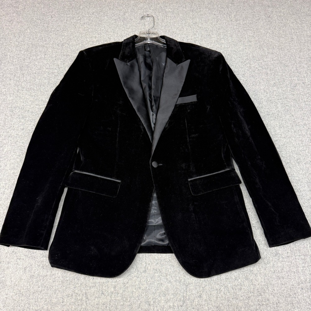Kudoro Velvet Tuxedo Blazer Jacket Size XS Black Peak Lapel Single Button Formal